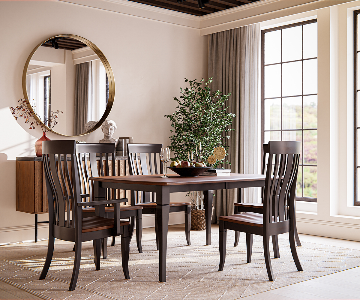 Cozy dining room ideas with a solid wood table and warm neutral tones