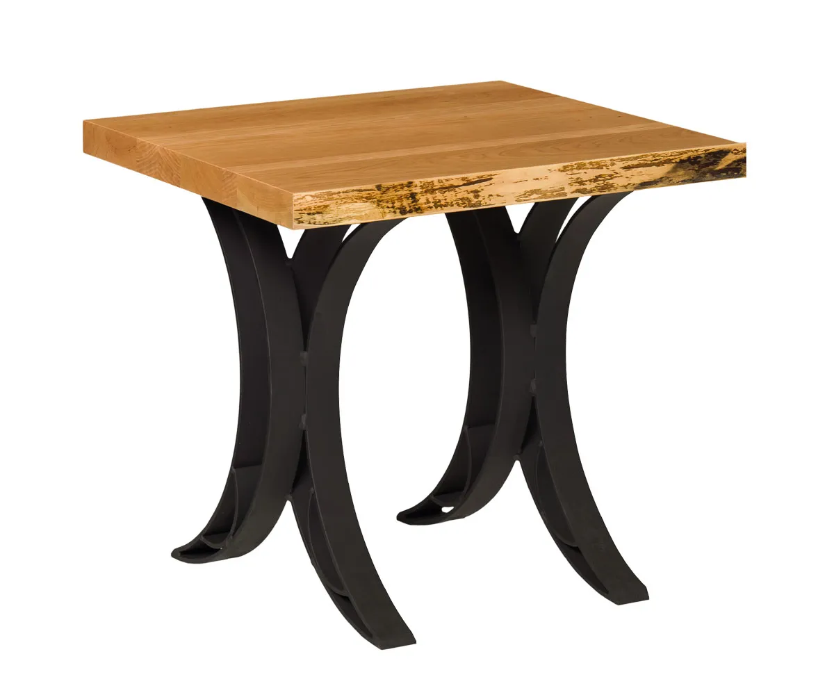 Live Edge End Table with Double Curved Base